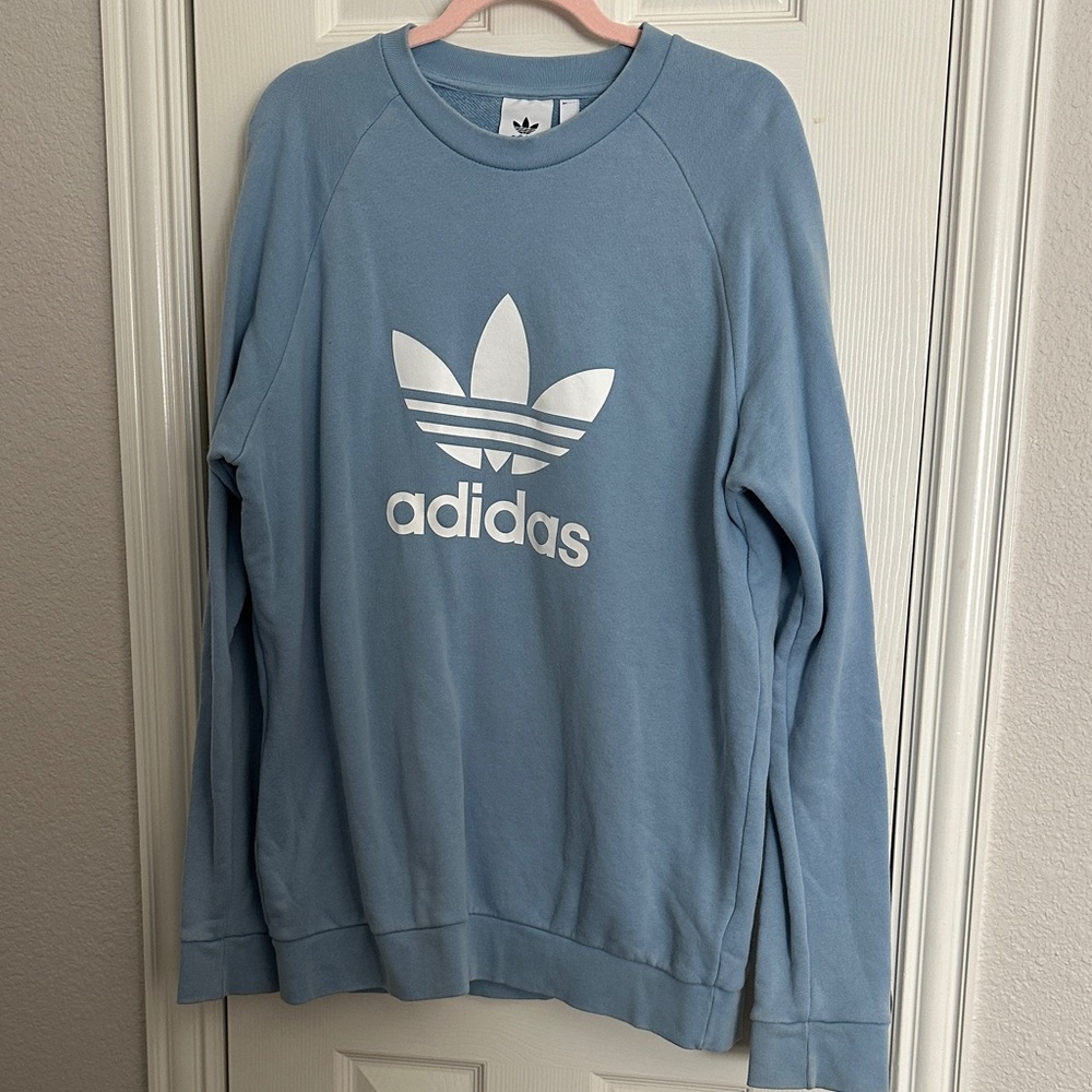 Adidas Men's Light Blue Crewneck Sweater